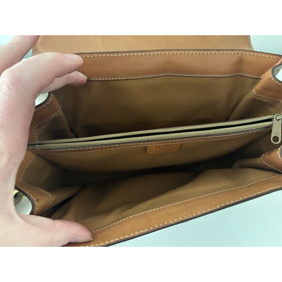 Celine Logo Macadam Pattern Hand Bag Leather Tan/Brown Crossbody Authentic Vtg - Picture 11 of 16